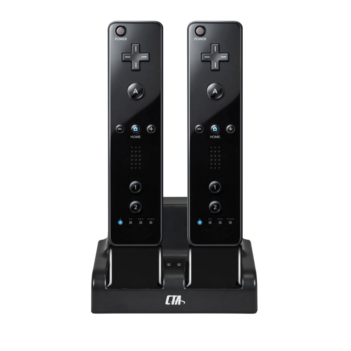 CTA Digital Wii Remote Dual Charge Station with 2 Rechargeable Batteries, One Size, Black, Model WI-DDCB