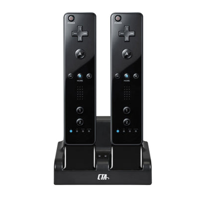 CTA Digital Wii Remote Dual Charge Station with 2 Rechargeable Batteries, One Size, Black, Model WI-DDCB