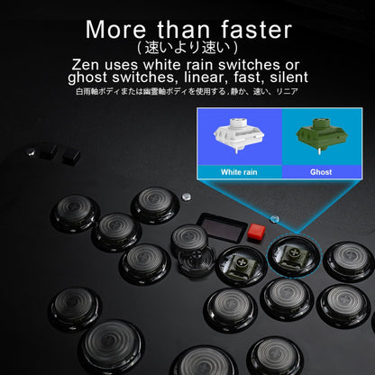BITFUNX Duelpad Leverless Arcade Stick for PS4/PS3/PC/Switch - Custom RGB, Turbo, Low-Profile Switch, Model v2.0, Color Zen16
