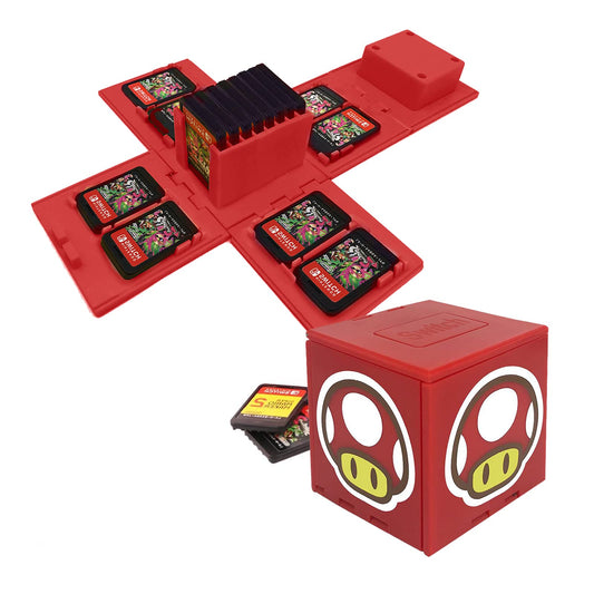 Coeulse Game Card Holder - 16 Game Card Case Storage Cube for Nintendo Switch Lite, Mushroom Color, Portable Organizer, Model GMAE-CASE-MUSHR