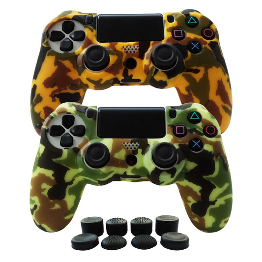 Hikfly Silicone Gel Controller Cover for PS4/PS4 Slim/Pro - Yellow, Includes 2 Covers & 8 FPS Pro Thumb Grip Caps