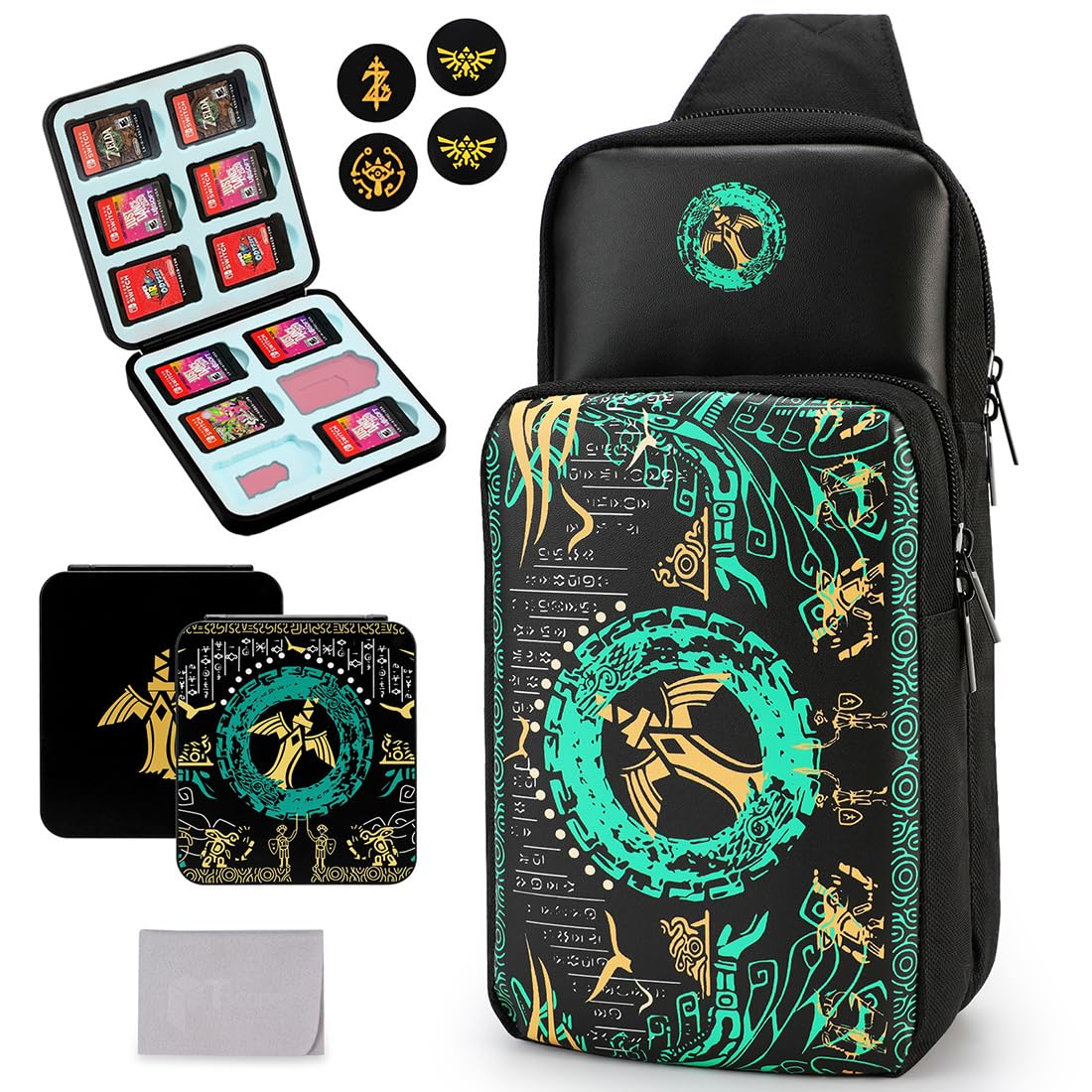 Owngen Tpartyl Bag for Nintendo Switch/Lite/OLED  for Zelda Tears of the Kingdom Portable Sling Shoulder Crossbody Carrying Storage Accessories Backpack with Cute Game Card Case  4 Thumb Grip Caps