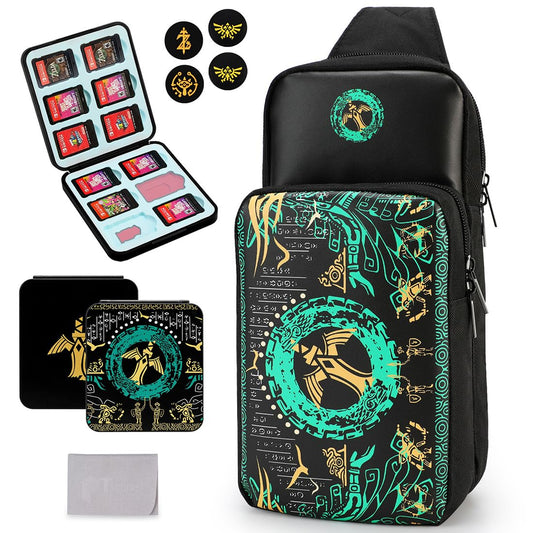 Owngen Tpartyl Bag for Nintendo Switch/Lite/OLED  for Zelda Tears of the Kingdom Portable Sling Shoulder Crossbody Carrying Storage Accessories Backpack with Cute Game Card Case  4 Thumb Grip Caps