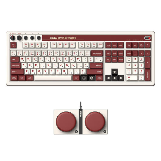 8BitDo Retro 108 Mechanical Keyboard with 108 Keys and Integreviewed Numpad  Bluetooth/2.4G/USB-C Hot Swappable Wireless Gaming Keyboard for Windows and Android - Fami Edition