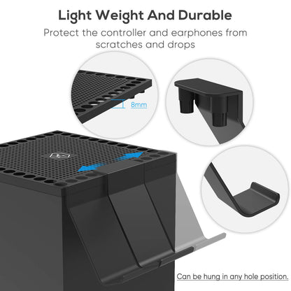 MENEEA Dust Cover Controller Holder for Xbox Series X - Black Stand Mount for Controller & Headsets