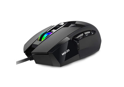MOJO-HOME MOJO Pro Performance Silent Gaming Mouse - Wired, 12000 DPI, 9 Programmable Buttons, Black, Model MJ-189
