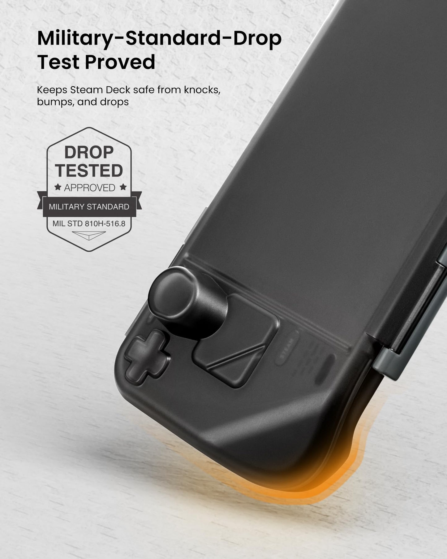 tomtoc Armor Case for Steam Deck - Slim Black Hard Shell, Shock-proof, 12.05x5.59x2.36 inches, Model G12M1D1