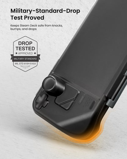tomtoc Armor Case for Steam Deck - Slim Black Hard Shell, Shock-proof, 12.05x5.59x2.36 inches, Model G12M1D1