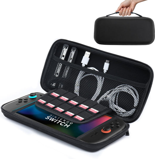 amCase Carrying Case for Nintendo Switch 2 [7.9] 2025 - Protective Hard Shell Portable Travel Carrying Case Pouch for Switch Console and Accessories (Black)