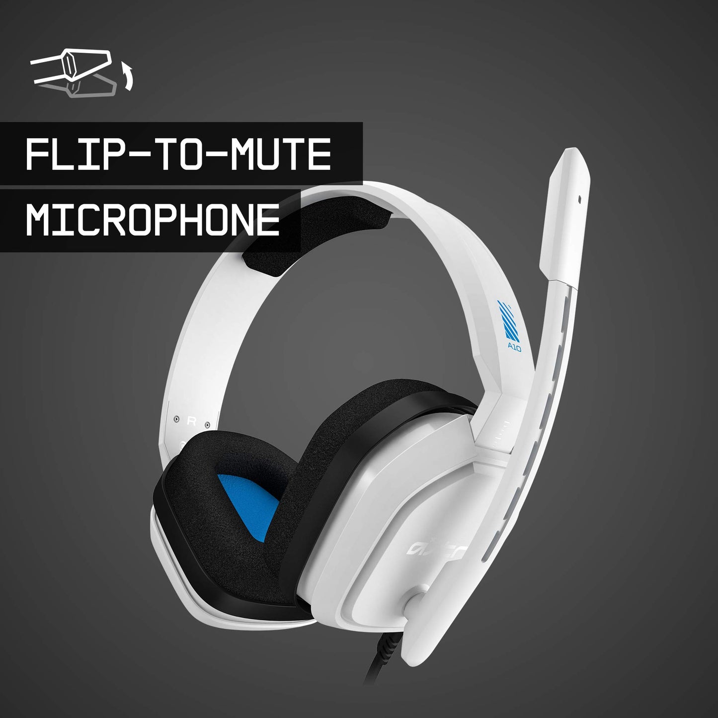 ASTRO Gaming A10 Wired Gaming Headset - Lightweight, Damage Resistant, 3.5mm Jack - One Size - White/Blue - Model 939-001845