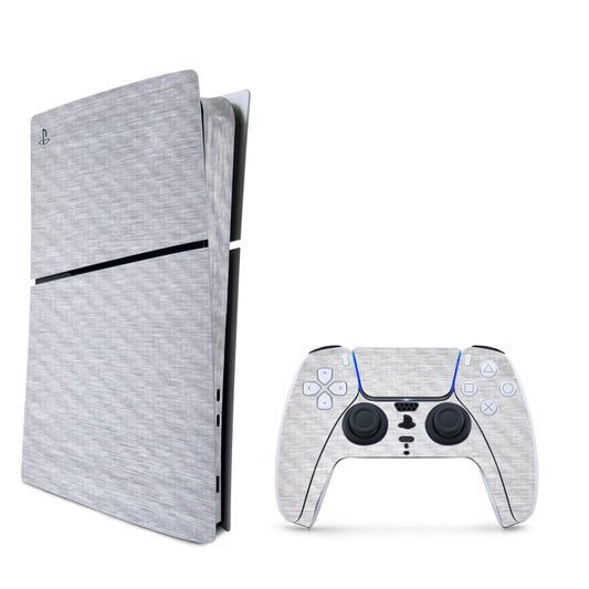 MightySkins Carbon Fiber Skin for PS5 Playstation 5 Slim Digital Edition Bundle - Brushed Aluminium Protective  Durable Textured Carbon Fiber Finish Easy to Apply Made in The USA