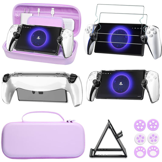 YOOWA Accessories Bundle for Ps Portal - Purple Accessory kit for Playstation Portal Remote Player with Carrying Case  Protective Cover  Screen Protector Pack Play Stand and PS5 Portal Thumb Grips