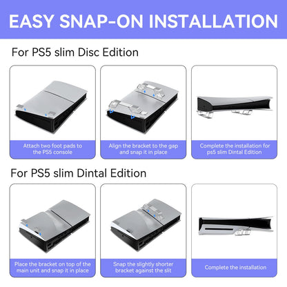 YIBEICO Horizontal Stand for PS5 Slim Console - Transparent, Disc/Digital Edition, Model Y587659