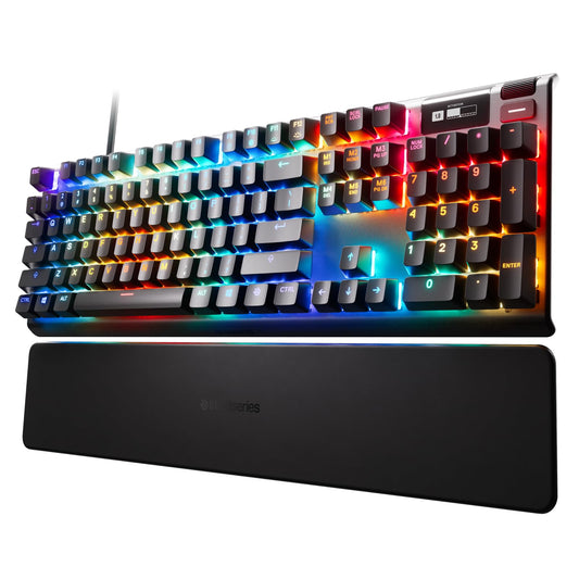 SteelSeries Apex Pro HyperMagnetic Gaming Keyboard - Adjustable Actuation - OLED Screen - RGB - USB Passthrough