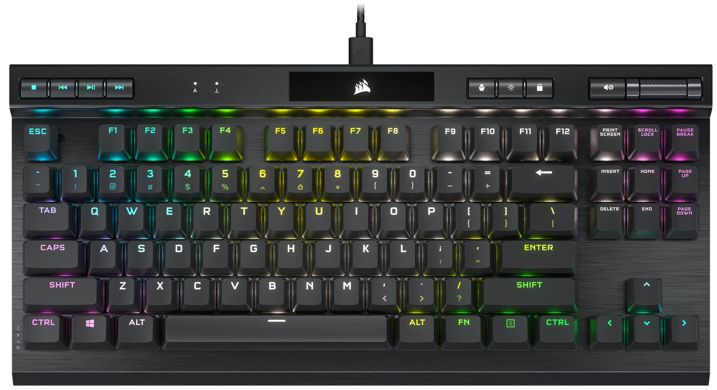 Corsair K70 RGB TKL Gaming Keyboard - OPX Switch - Black - Renewed Model CH-911901A