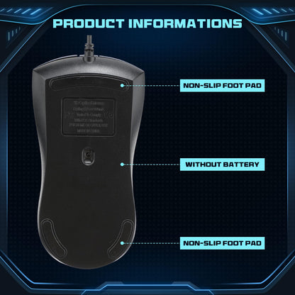 Tellegloww USB Wired RGB Gaming Mouse - Ergonomic Optical, 8 Pack, 3 Adjustable DPI, Black with RGB Lighting