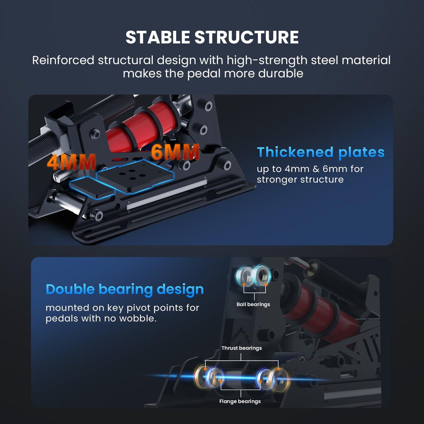 SIMSONN PRO X Sim Racing Pedals - Hydraulic Load Cell, PC Compatible, Model P2-H2-1, Includes Heightening Board