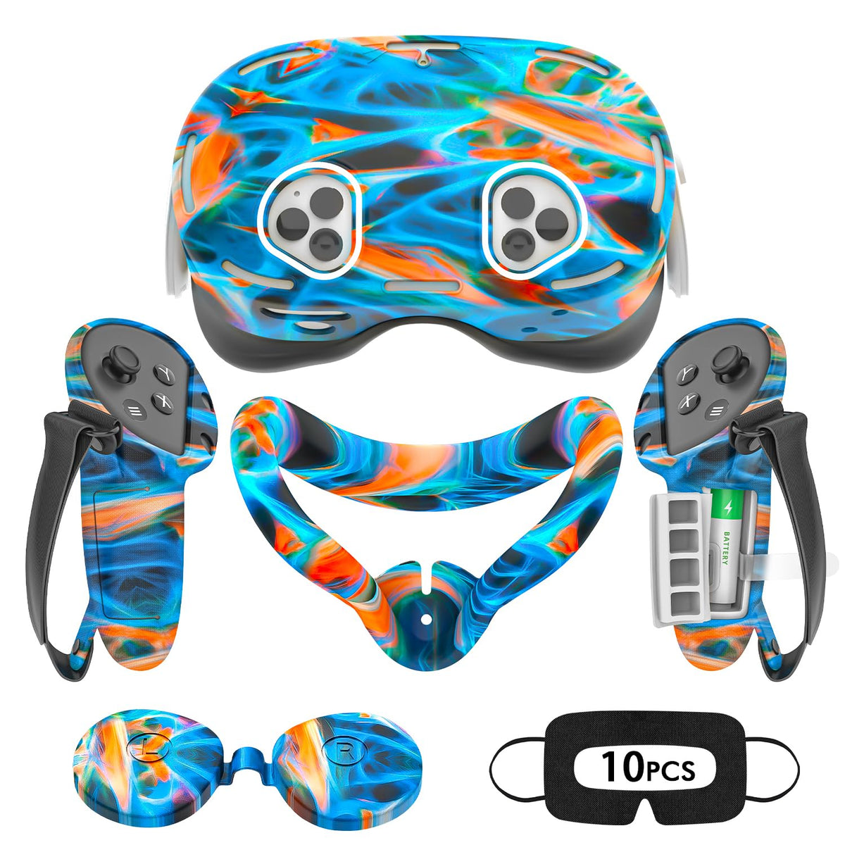 Silicone Cover Set Compatible with Oculus/Meta Quest 3S  VR Accessories for Meta Quest 3S  Protective Cover Set Includes Controller Grip Cover  Face Cover  VR Shell Cover (Aurora)