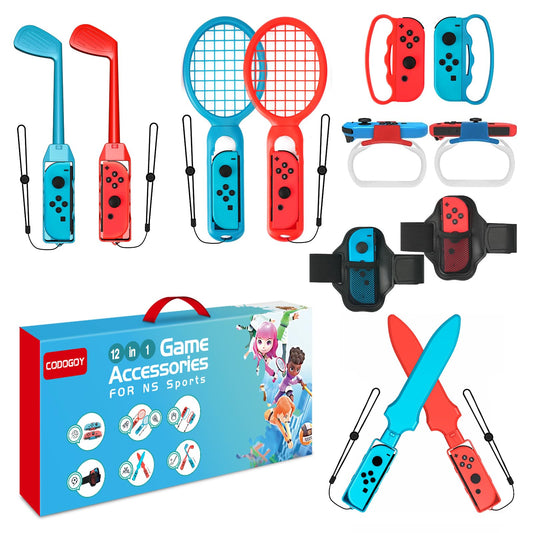 Switch Sports Accessories - CODOGOY 12 in 1 Switch Sports Accessories Bundle for Nintendo Switch Sports Family Accessories Kit Compatible with Switch/Switch OLED Sports Games