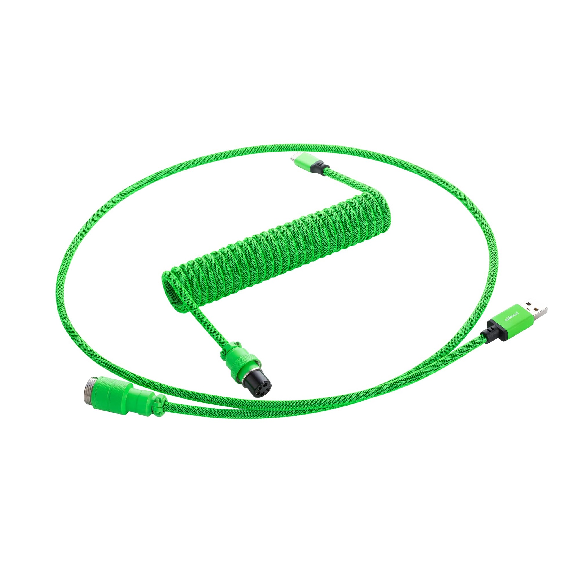 CableMod Pro Coiled Keyboard Cable (Viper Green  USB A to USB Type C  150cm)