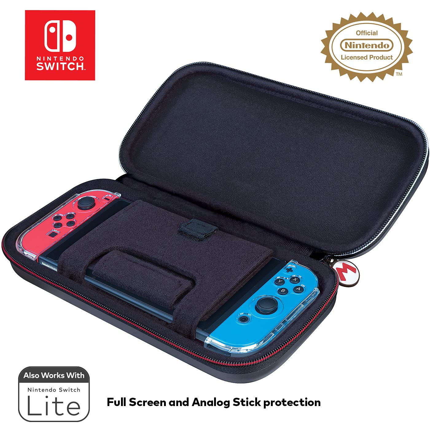 Game Traveler Nintendo Switch Case - Adjustable Stand, PU Leather, Gray, Model NNS46G, Includes 2 Game Cases for Switch, OLED, and Lite