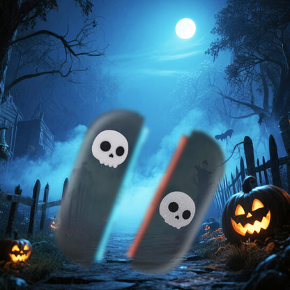 Penitue 4pcs Thumb Grips for Switch 2 - White & Glitter Skull Design, Anti-Slip Silicone Joystick Caps for Comfortable Gaming