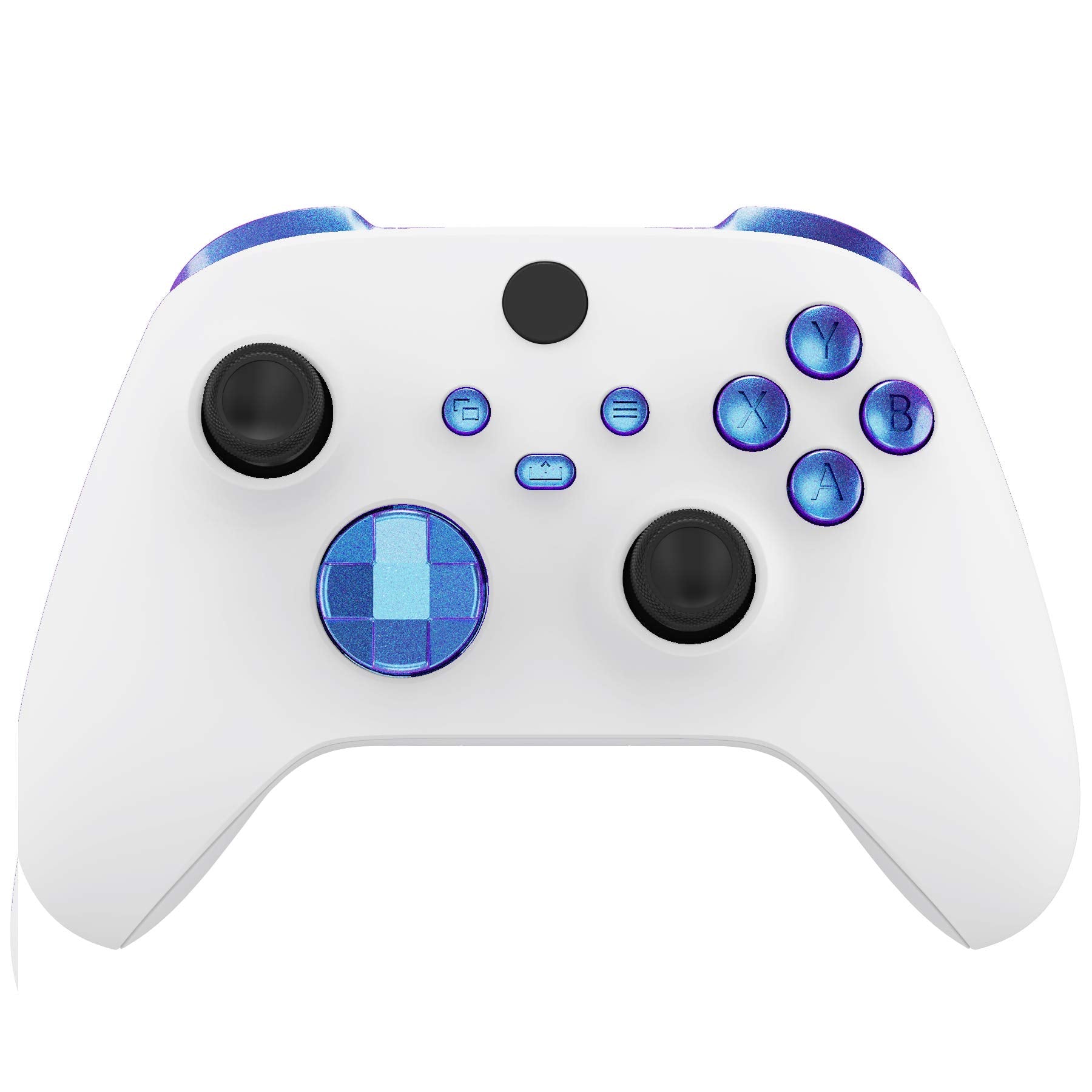 eXtremeRate Replacement Buttons for Xbox Core Wireless Controller, Chameleon Purple Blue Bumpers Trigers Dpad ABXY Start Back Sy