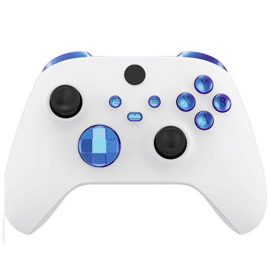 eXtremeRate Replacement Buttons for Xbox Core Wireless Controller, Chameleon Purple Blue Bumpers Trigers Dpad ABXY Start Back Sy