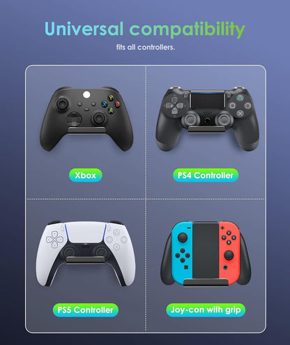 6amLifestyle Controller Holder Stand 4 Pack - Anti-Slip Pads for PS5, PS4, Xbox One, Switch - Black Wall Mount Accessories