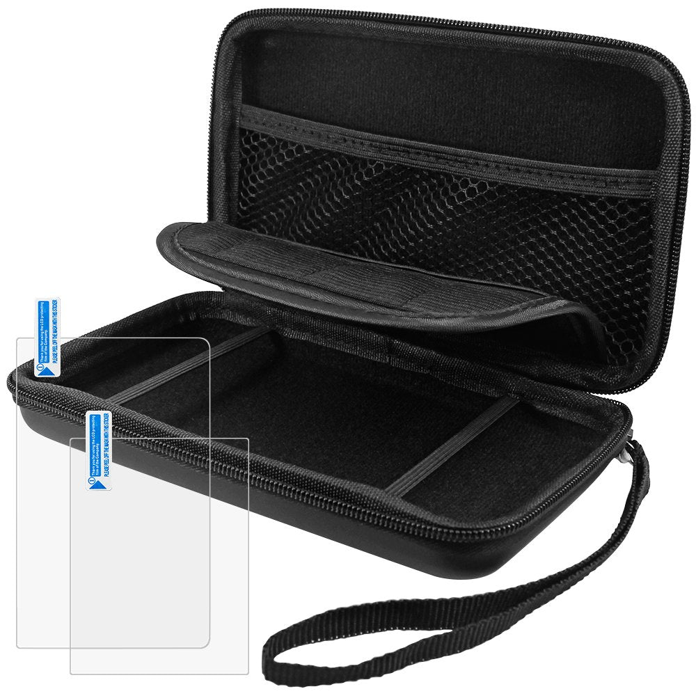 Protective Case Compatible New 3DS XL & Screen Protectors  AFUNTA 2 Pcs Tempered Glass for Top Screen & HD Clear PET Film for Bottom Screen  1 Carrying EVA Case for Console