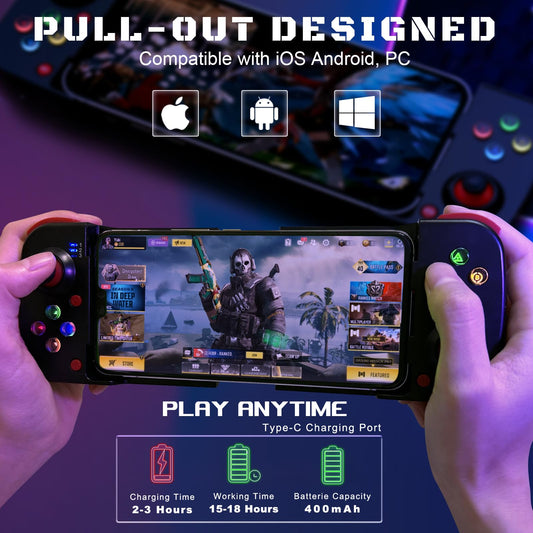 Megadream Mobile Game Controller Gamepad for iPhone iOS Android PC: Works with iPhone 16/15/14/13/12/11, iPad, Samsung Galaxy, T