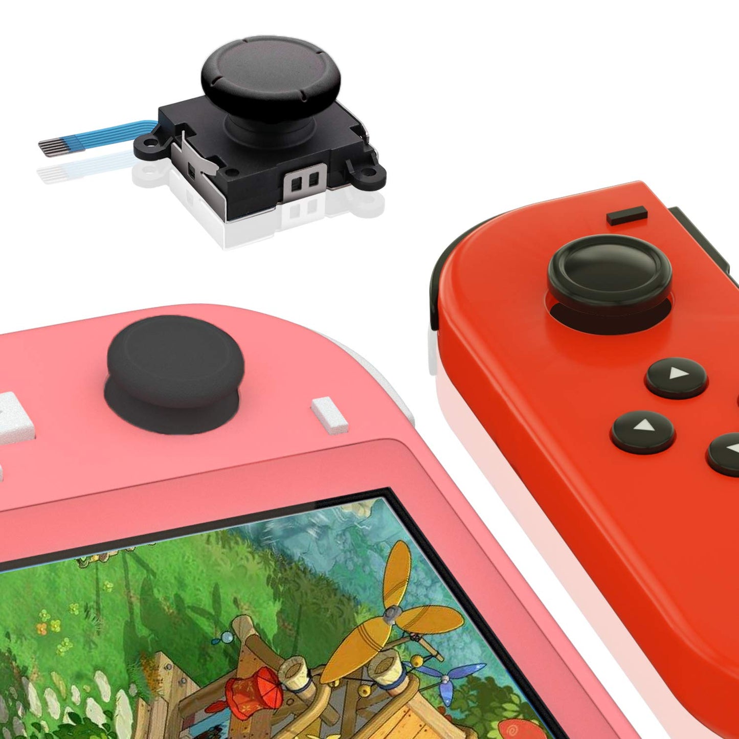 ECHZOVE Replacement Joy Stick for Switch Lite - 2 Pack, Black, Includes Repair Tool Kit