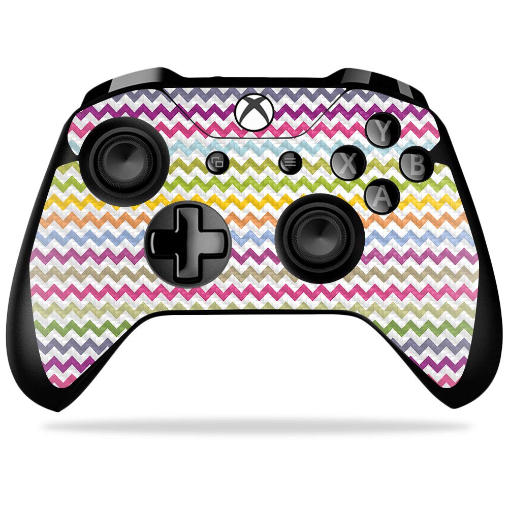 MightySkins Carbon Fiber Skin for Microsoft Xbox One X Controller - Rainbow Chevron | Protective  Durable Textured Carbon Fiber Finish | Easy to Apply  Remove  and Change Styles | Made in The USA