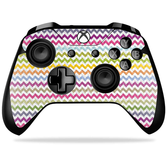 MightySkins Carbon Fiber Skin for Microsoft Xbox One X Controller - Rainbow Chevron | Protective  Durable Textured Carbon Fiber Finish | Easy to Apply  Remove  and Change Styles | Made in The USA