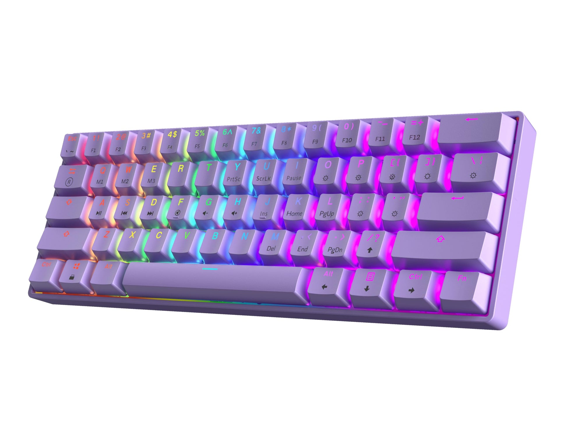 HK GAMING GK61 60% v3 | Hotswap Mechanical Gaming Keyboard | 61 Keys Multi Color RGB LED Backlit for PC/Mac Gamer | US Layout (Lavender  Gateron Optical Blue)