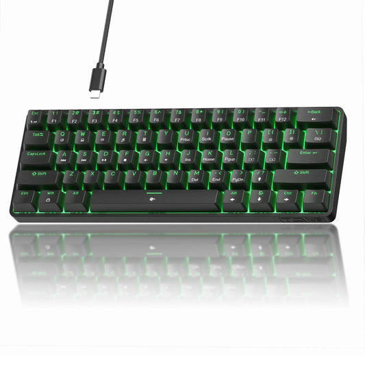 TMKB T61SE 60% Mechanical Gaming Keyboard  Linear Red Switch  LED Backlit  Double-Shot keycap  Anti-Ghosting  Detachable USB-C  Wired Computer Keyboard for Windows Laptop PC Gamer Typist  Black