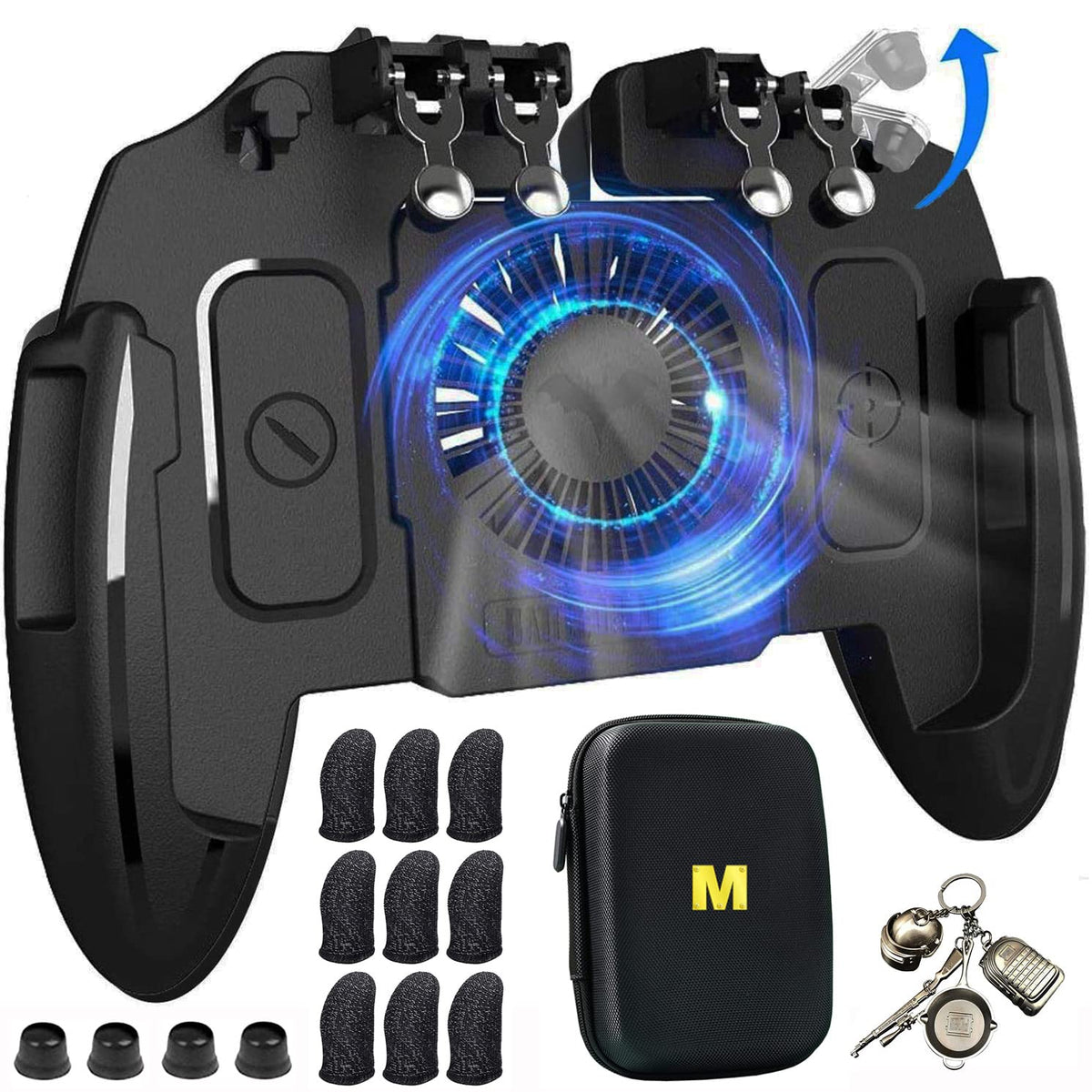 Mikirini Mobile Phone Game Controller with Built-in Battery for PUBG/Call of Duty/Knives out  Cell Phone L2R2 Gaming control buttons for 4.5-6.7 iPhones/Android Phones