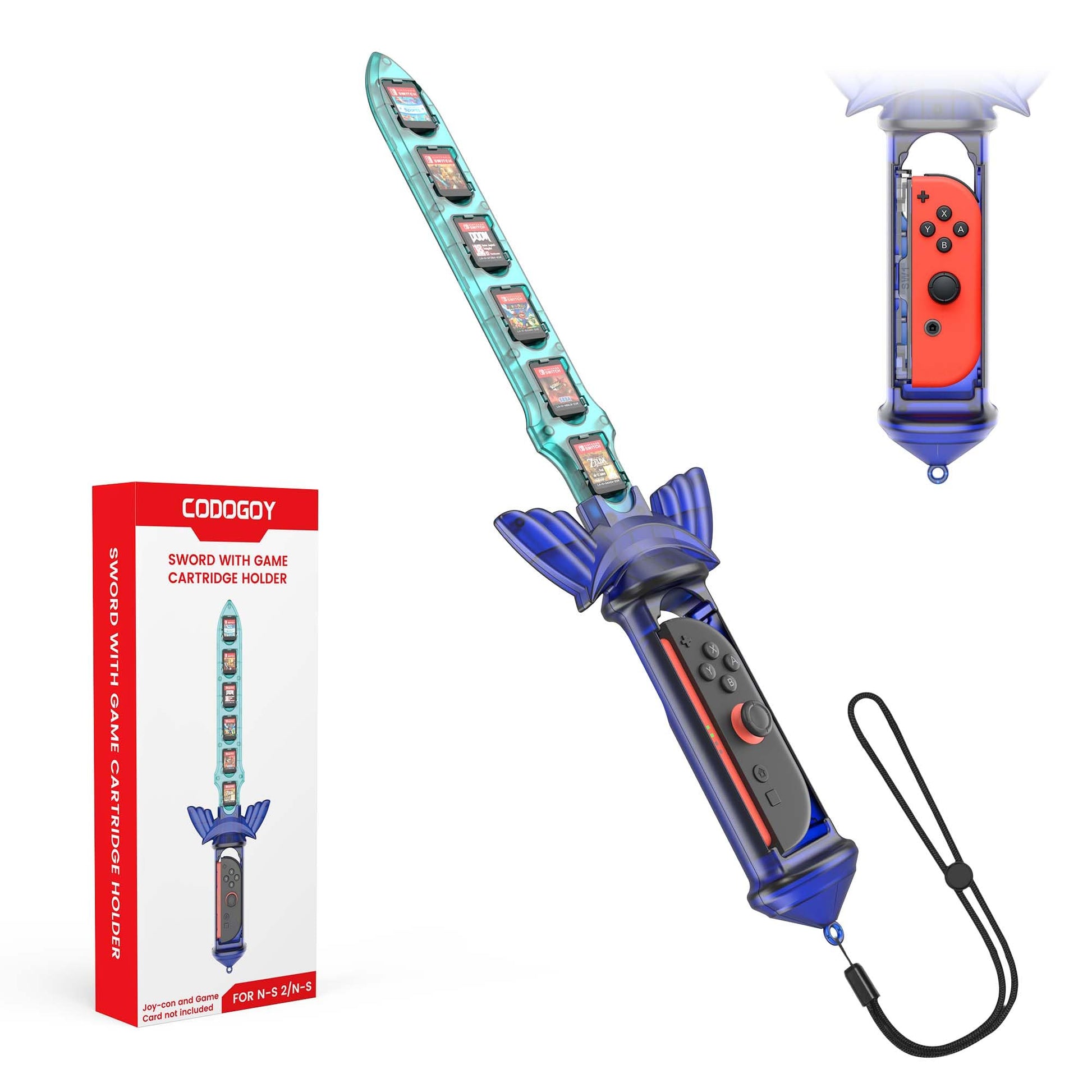 Switch & Switch 2 Accessories  Zelda Sword Grip - CODOGOY Skyward Sword Controller for Nintendo Switch/OLED/Switch 2  Compatible with Sports Chambara & Legend of Zelda Games  Includes 12 Game Card Holder (1 Pack)