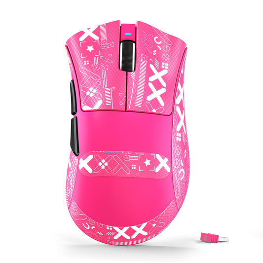 ATTACK SHARK V3 Ultra-Light Wireless Gaming Mouse PAW3311 Sensor  500mAh  62g  25KDPI 2.4G/BT/USB-C Rechargeable Wireless Mouse with 5 Programmable Buttons for Laptop PC Mac Gamer (Berry Red Griptape)