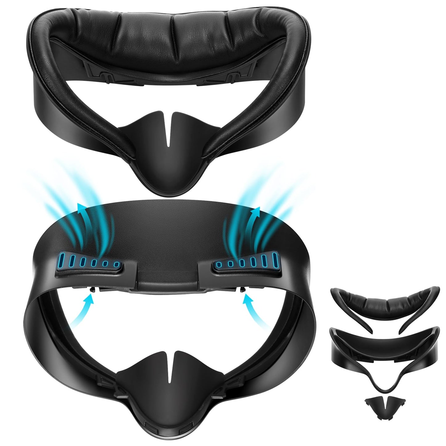 ODGG Face Cover Compatible with Meta/Oculus Quest 3S  Breathable Facial Interface with Sweat Guard Soft PU Face Foam Cushion  Light-Blocking Nose Pad and Air-Circulation Design - Black