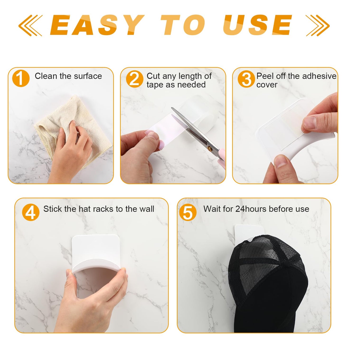 Wonderjune Headphone Wall Hangers, Adhesive Hooks for Gaming Headset, 12 Pcs, White, Universal Mount for Headphones and Caps