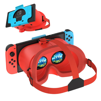 TIMETOP VR Headset for Nintendo Switch OLED - Adjustable HD Lenses, Red, Comfortable Head Strap, 3D Goggles for Kids