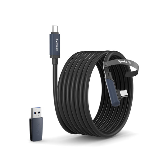 Syntech Link Cable 16FT Compatible with Oculus/Meta Quest 3/Quest 3S/Quest2/Pro/Pico 4 and PC/SteamVR  Upgraded Type C with USB 3.0 Adapter  High Speed Data Transfer Cord for VR Headset  Black