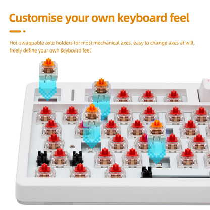 IROK FE75Pro Wireless RGB Mechanical Keyboard, 81 Keys, Hot Swappable, Customizable Backlit, USB-C/Bluetooth, White