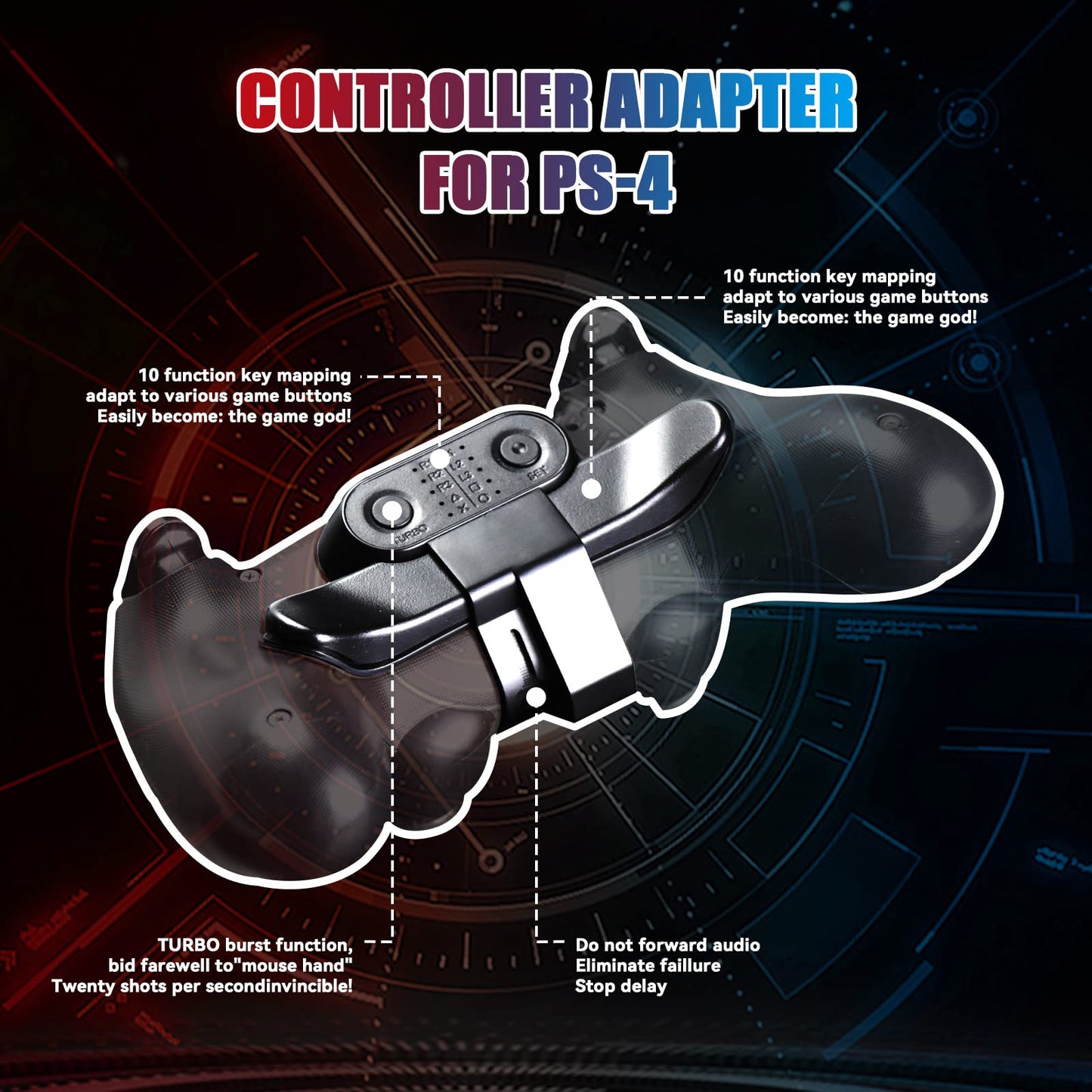 Semaiki PS4 Controller Back Paddles - Turbo & Memory Function, Black Dominator Mod Kit