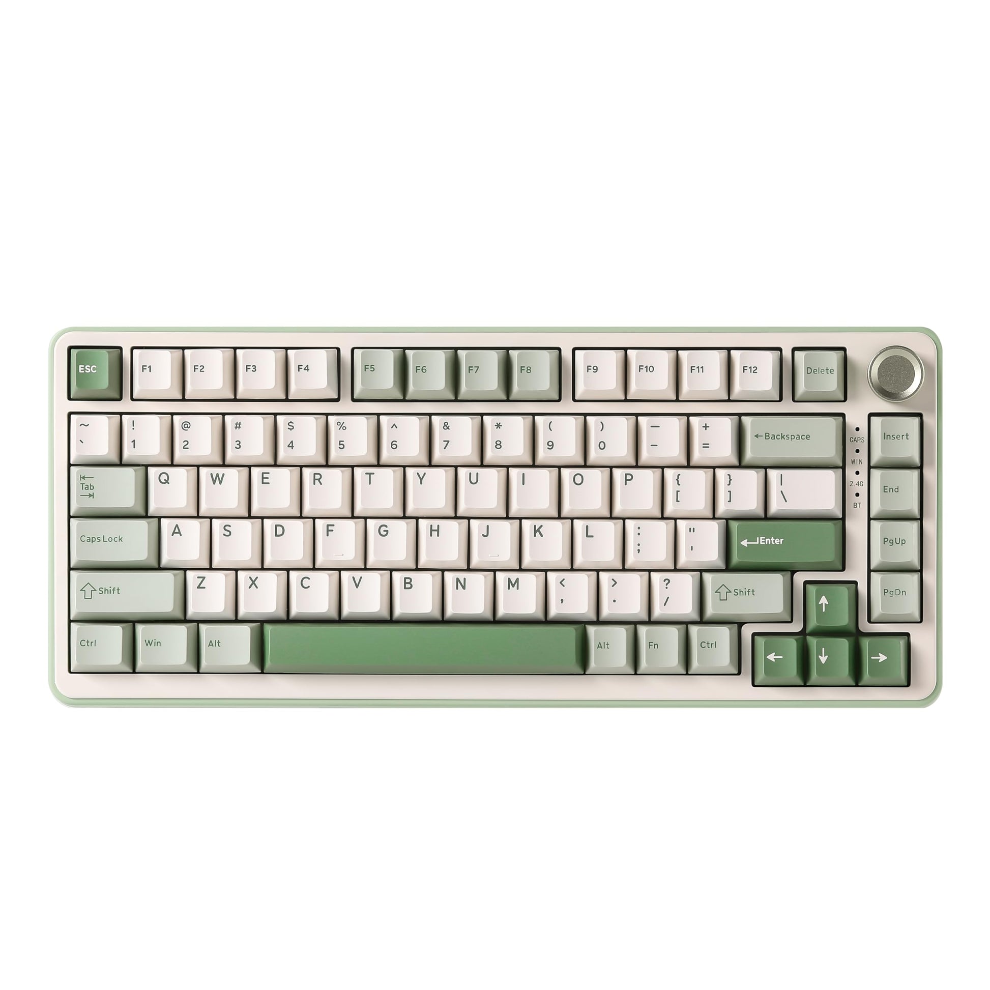 YUNZII B75 PRO Wireless Mechanical Keyboard 75% Layout with Knob Hot Swap Gasket Structure Creamy Pre-lubed Switches RGB Backlit Bluetooth/Type-C/2.4G for Win/Mac (Matcha Green  Milk Switch)