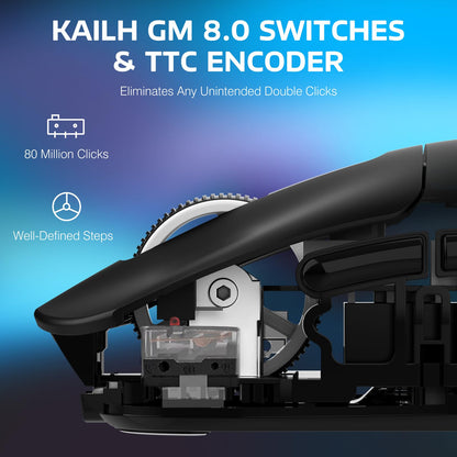 ATTACK SHARK X3 Lightweight Wireless Gaming Mouse, 26K DPI, Tri-Mode 2.4G/USB-C/Bluetooth, 5 Buttons, Black