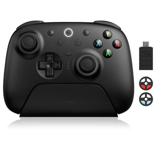 8BitDo Ultimate 2 Wireless Controller with TMR Joysticks for Windows & Android  Gaming Controller with Switchable Hall Effect/Tactile Triggers  RGB Fire Ring 8Speed Wireless Tech  Charging Dock  Black