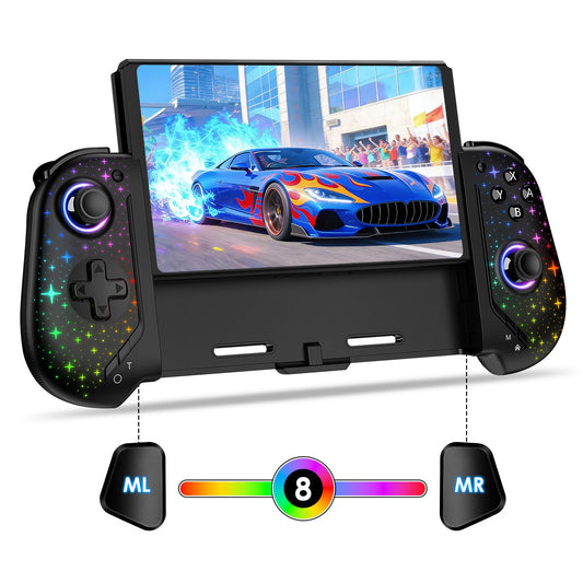 ewnol Switch Controllers for Nintendo Switch/OLED  Full-Size Handheld Switch Pro Controller with Hall Effect Joystick  4 Game Slot  1000mAh Battery  Adjustable RGB Light - Star