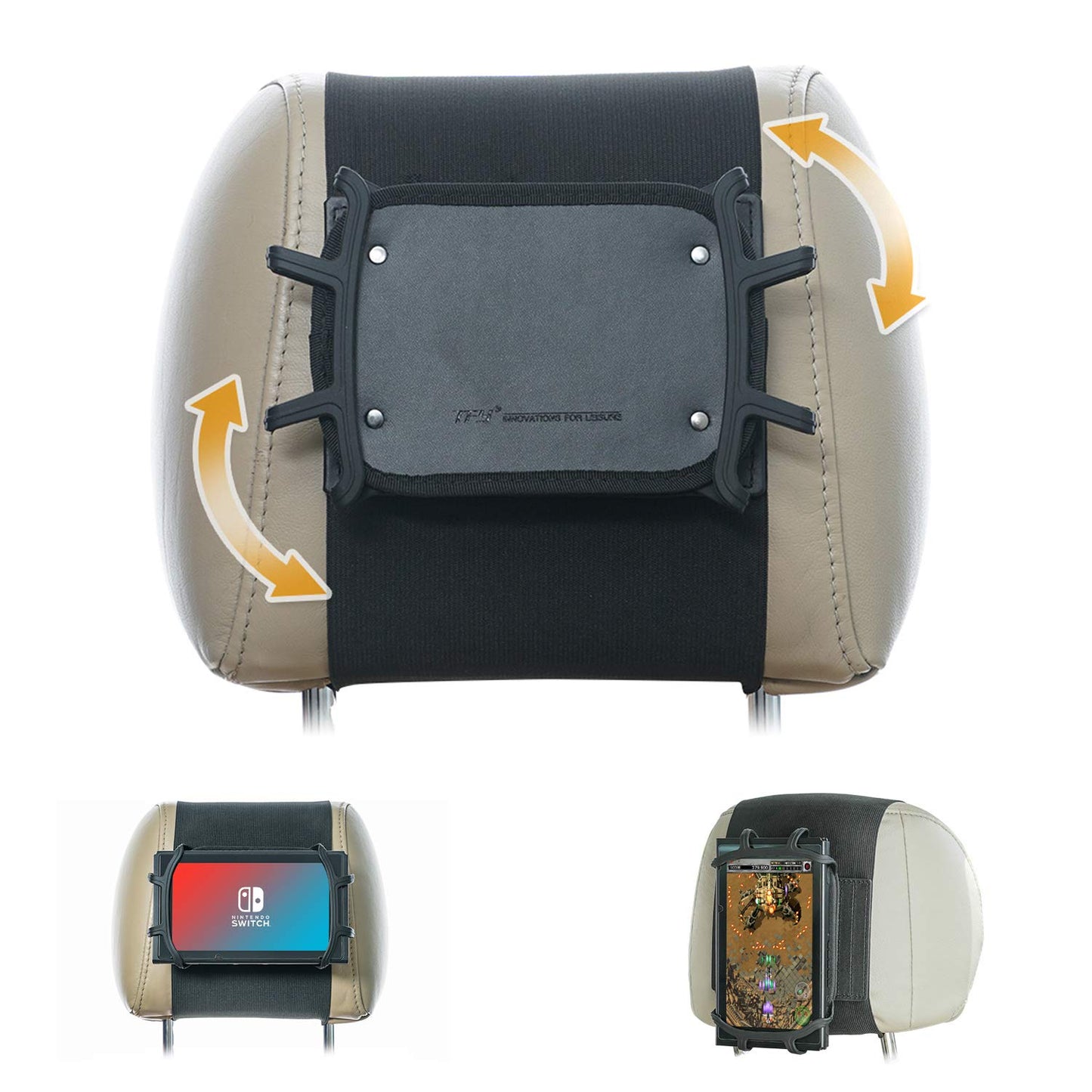 TFY Nintendo Switch Car Mount - Swivel Headrest Holder, Silicon Material